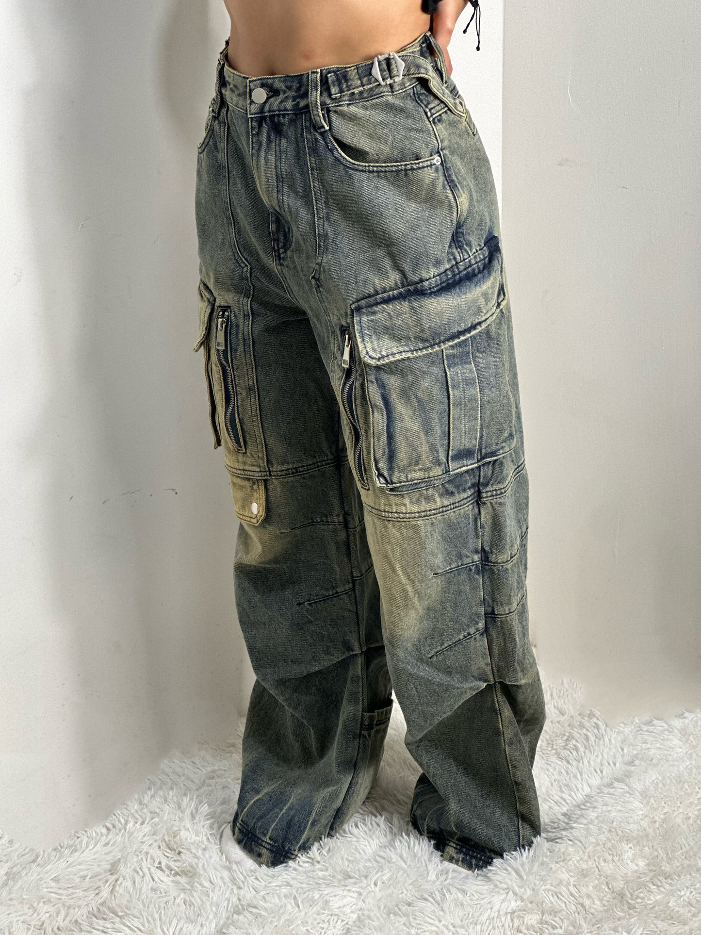 Pantalón cargo mezclilla premium