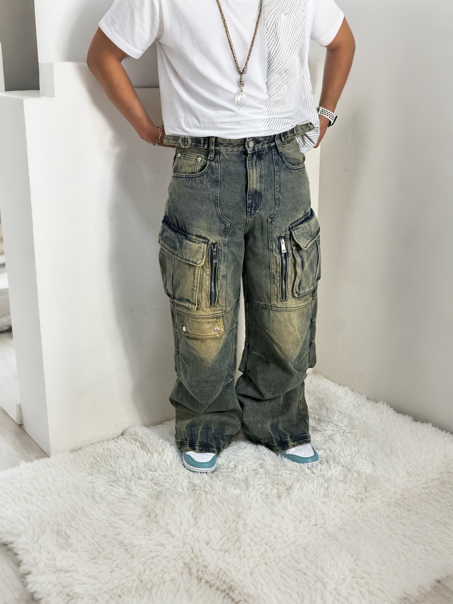 Pantalón cargo mezclilla premium