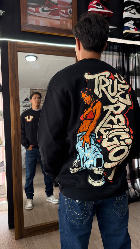 True Graffiti Fleece Crewneck Sweatshirt Model