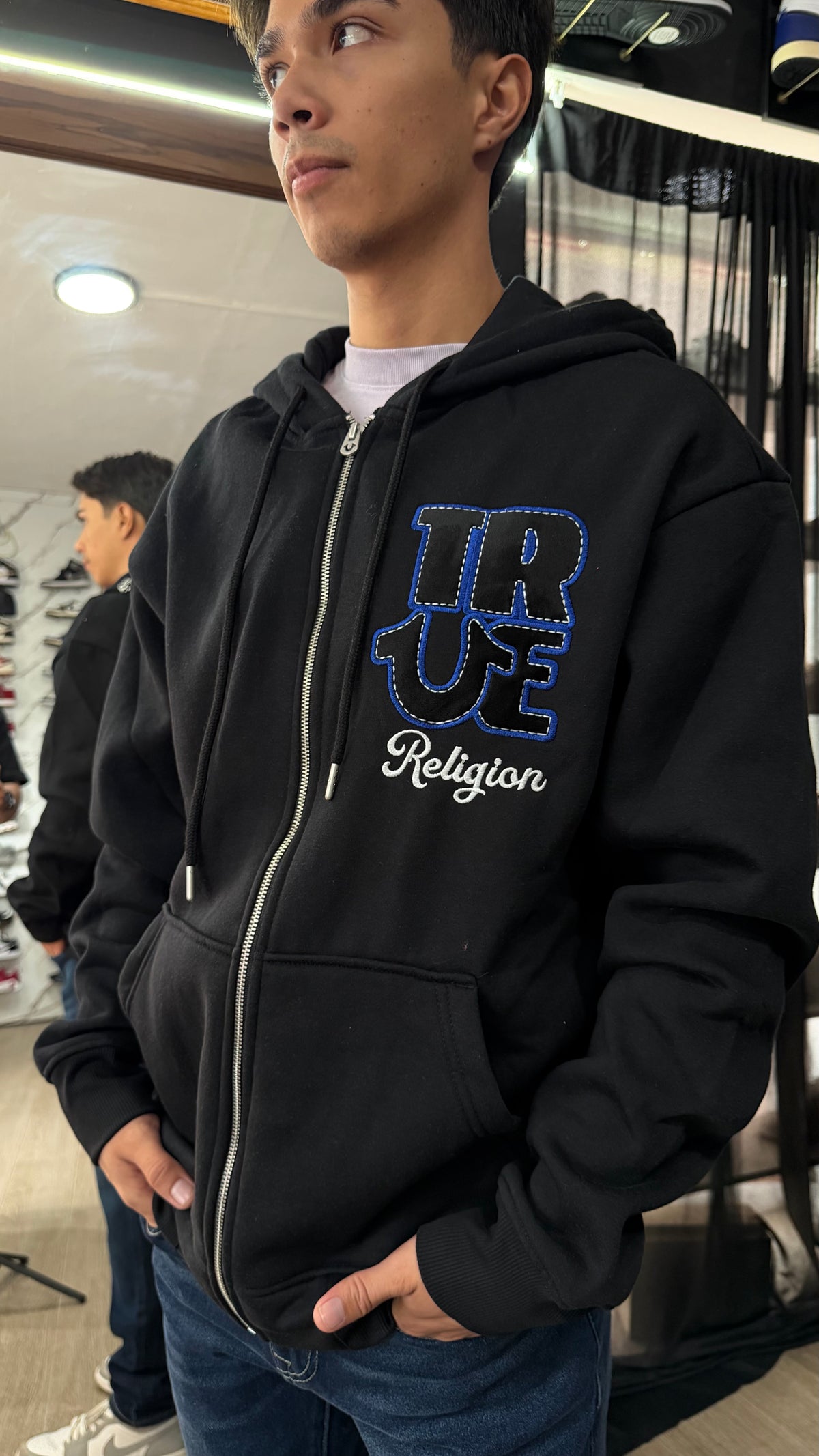 True Velour Logo Zip Hoodie