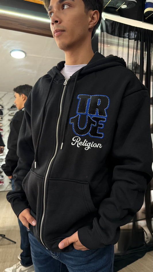True Velour Logo Zip Hoodie