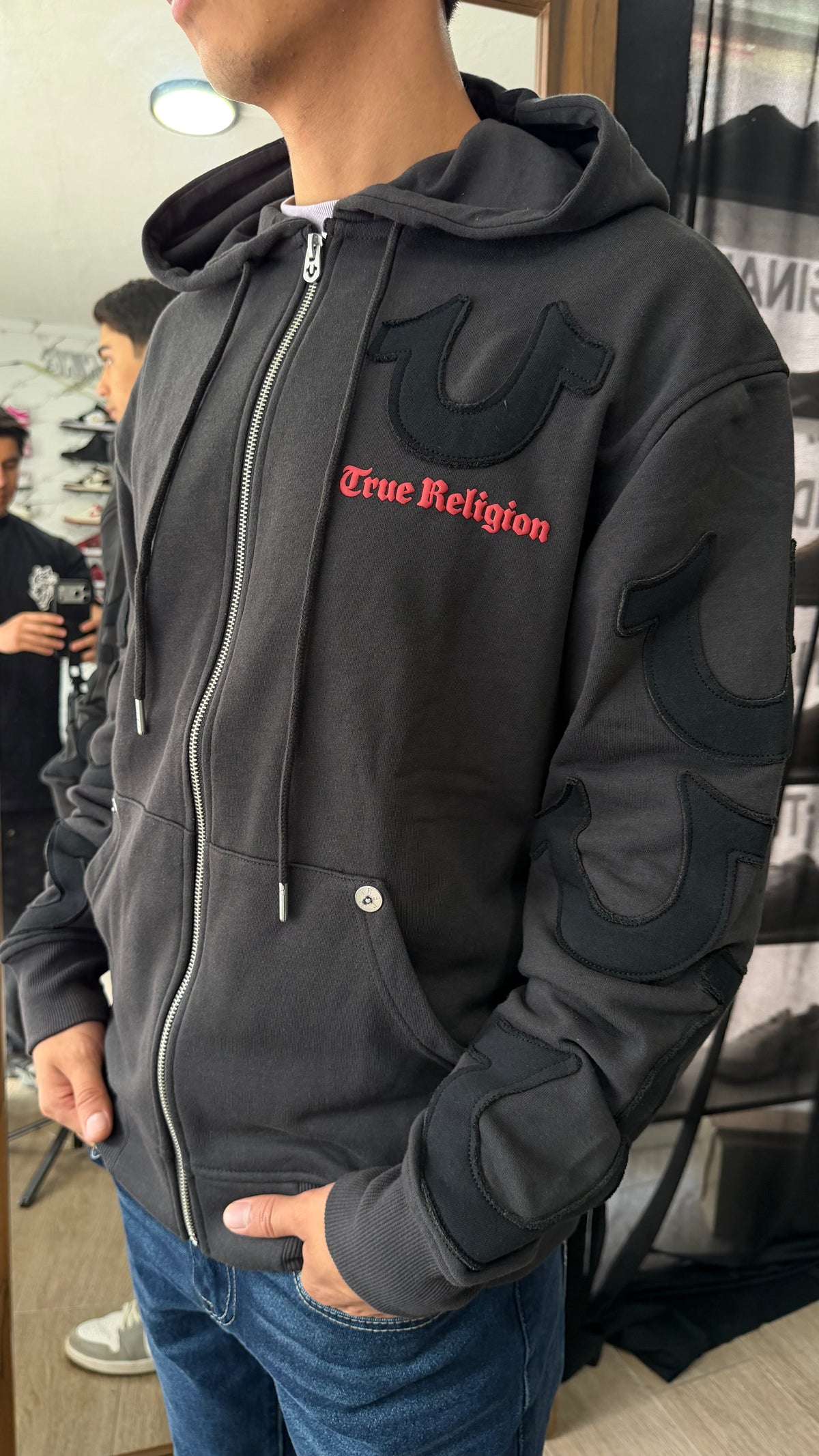 True Tossed Logo Zip Hoodie