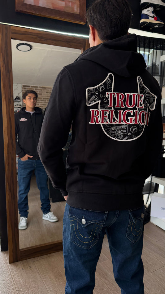 True Horseshoe Filled Allover Print Zip Hoodie