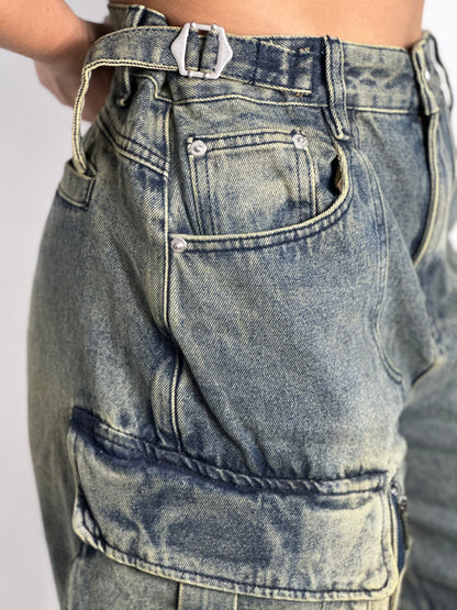 Pantalón cargo mezclilla premium