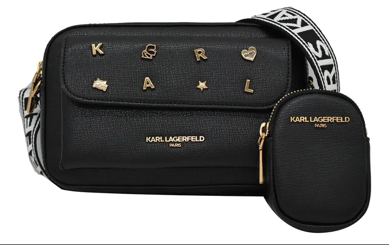 Karl Lagerfeld “Maybelle Crossbody / Camera Bag con pins”