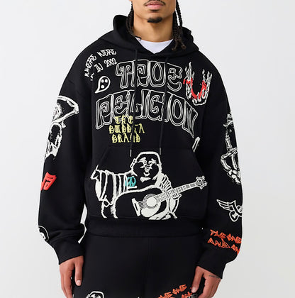 True Sketched Logo Boxy Hoodie
Model