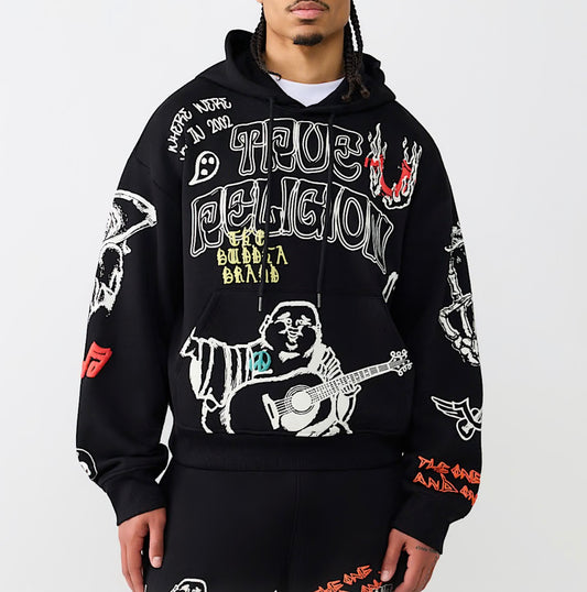 True Sketched Logo Boxy Hoodie
Model