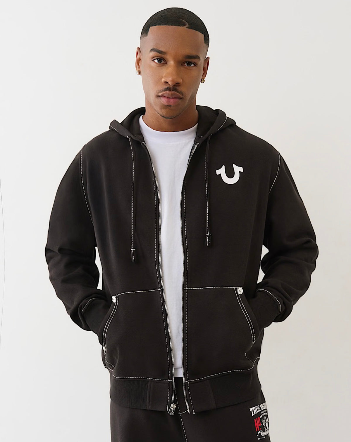 True Big T Logo Zip Hoodie