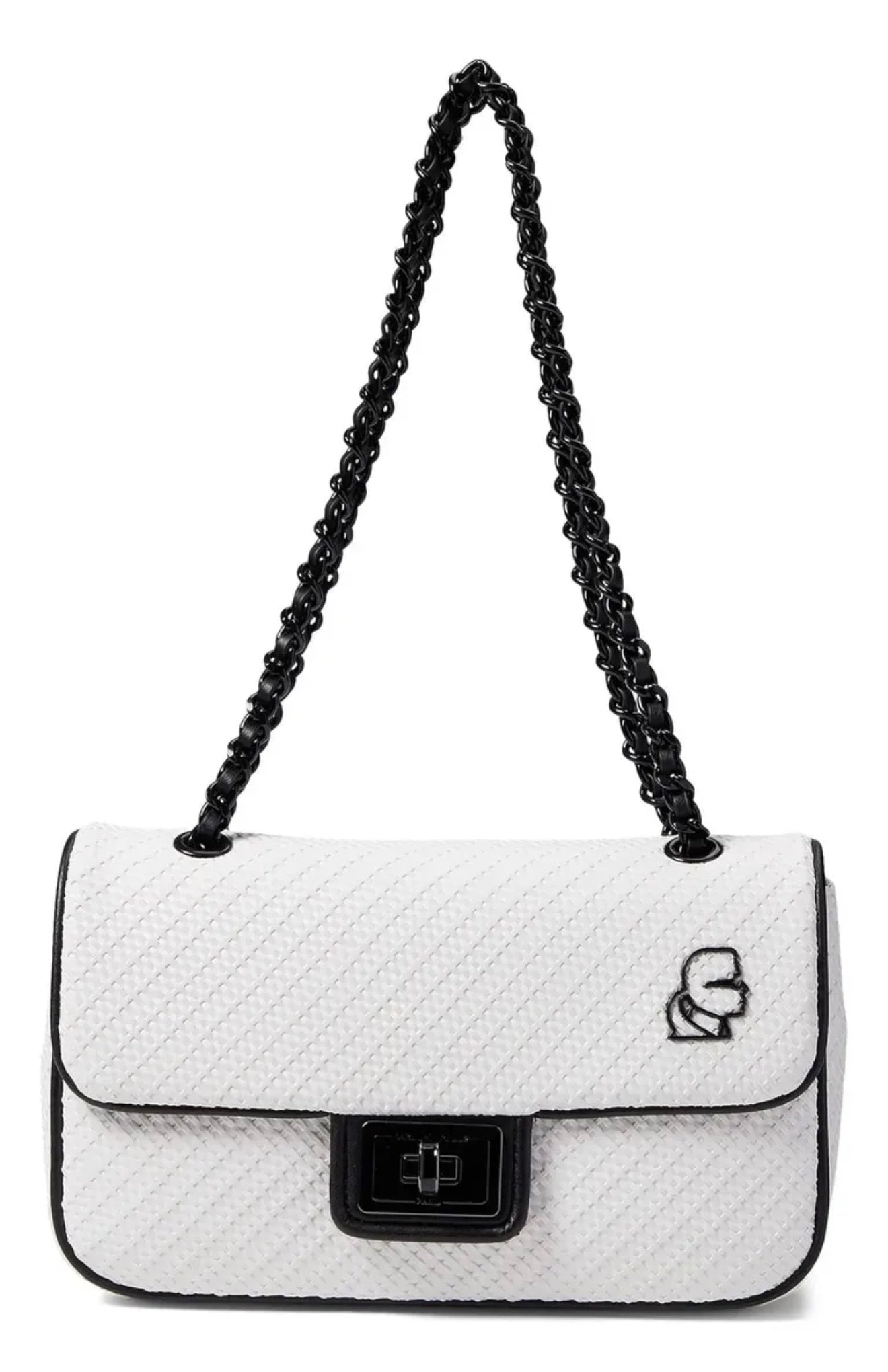 Karl Lagerfeld Flap Shoulder Bag Blanca con Cadena Negra