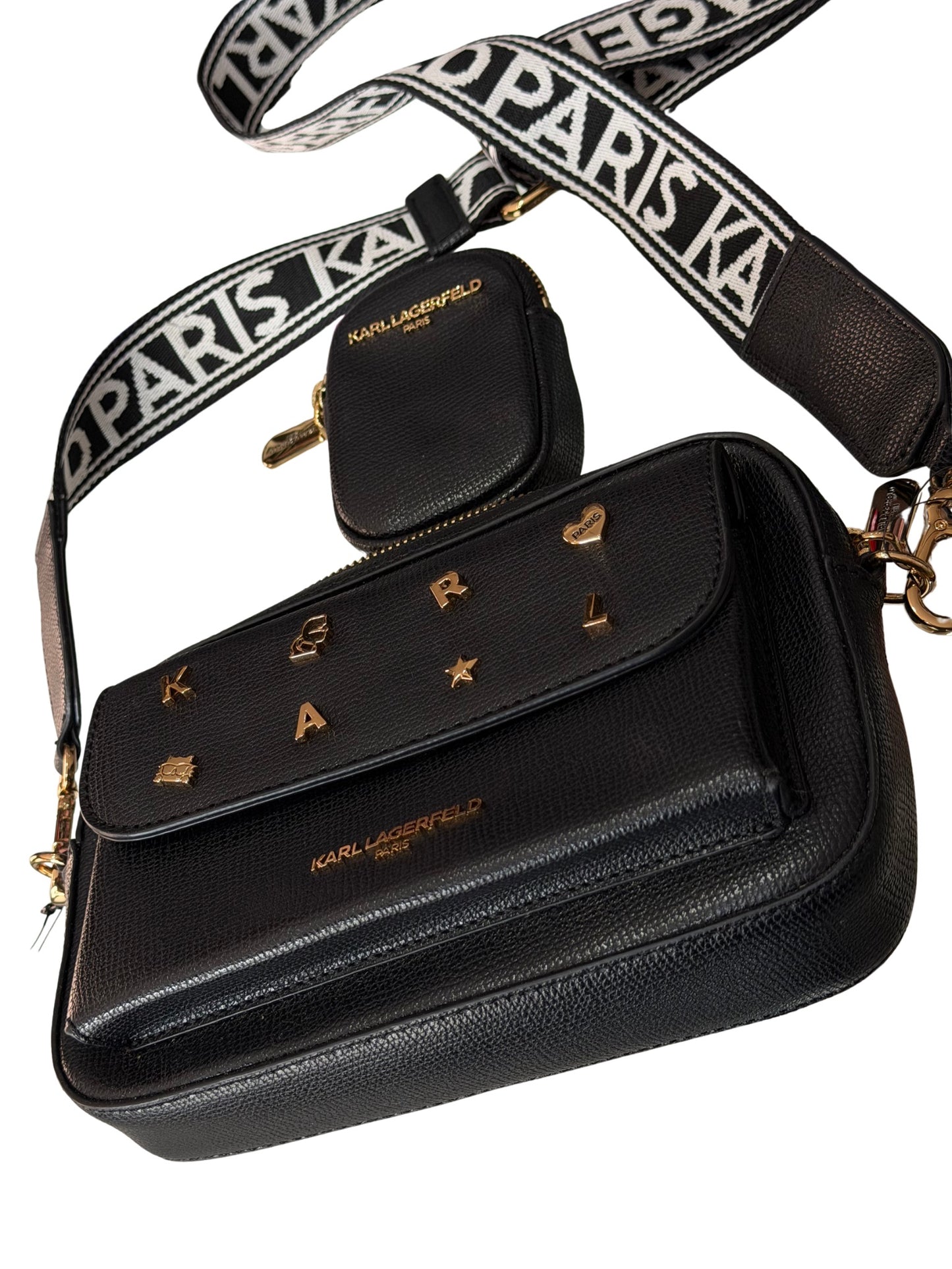 Karl Lagerfeld “Maybelle Crossbody / Camera Bag con pins”