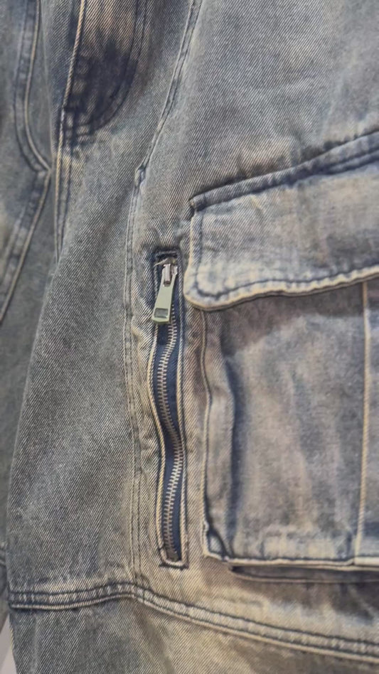 Pantalón cargo mezclilla premium